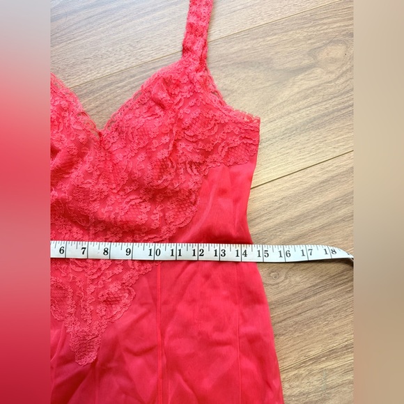 Vintage Henson-Kickernick Pink Coral Lace Slip Dress Pinup Lingerie Boudoir sz34 - Picture 14 of 16